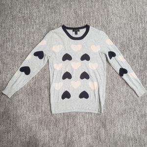 J. Crew XS Gray, Navy, and Cream Heart Sweater